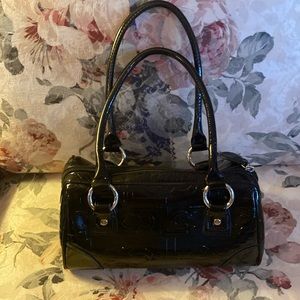 TOOTSIE ROLL BAG BLACK PATENT LEATHER by LiZ CLAIBORNE IMMACULATE UC
